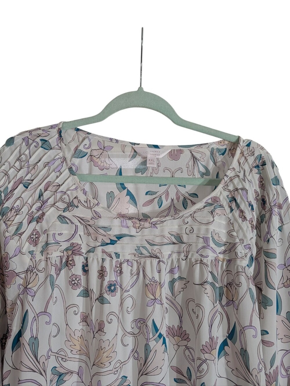 Lauren Conrad XXL Floral Peasant Blouse | Romantic Cottagecore Boho Top - Picture 3 of 9